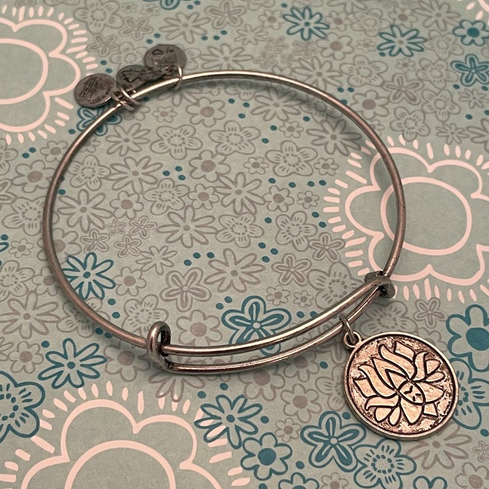 Alex and Ani Lotus Peace Petals Swan Silver Bangle